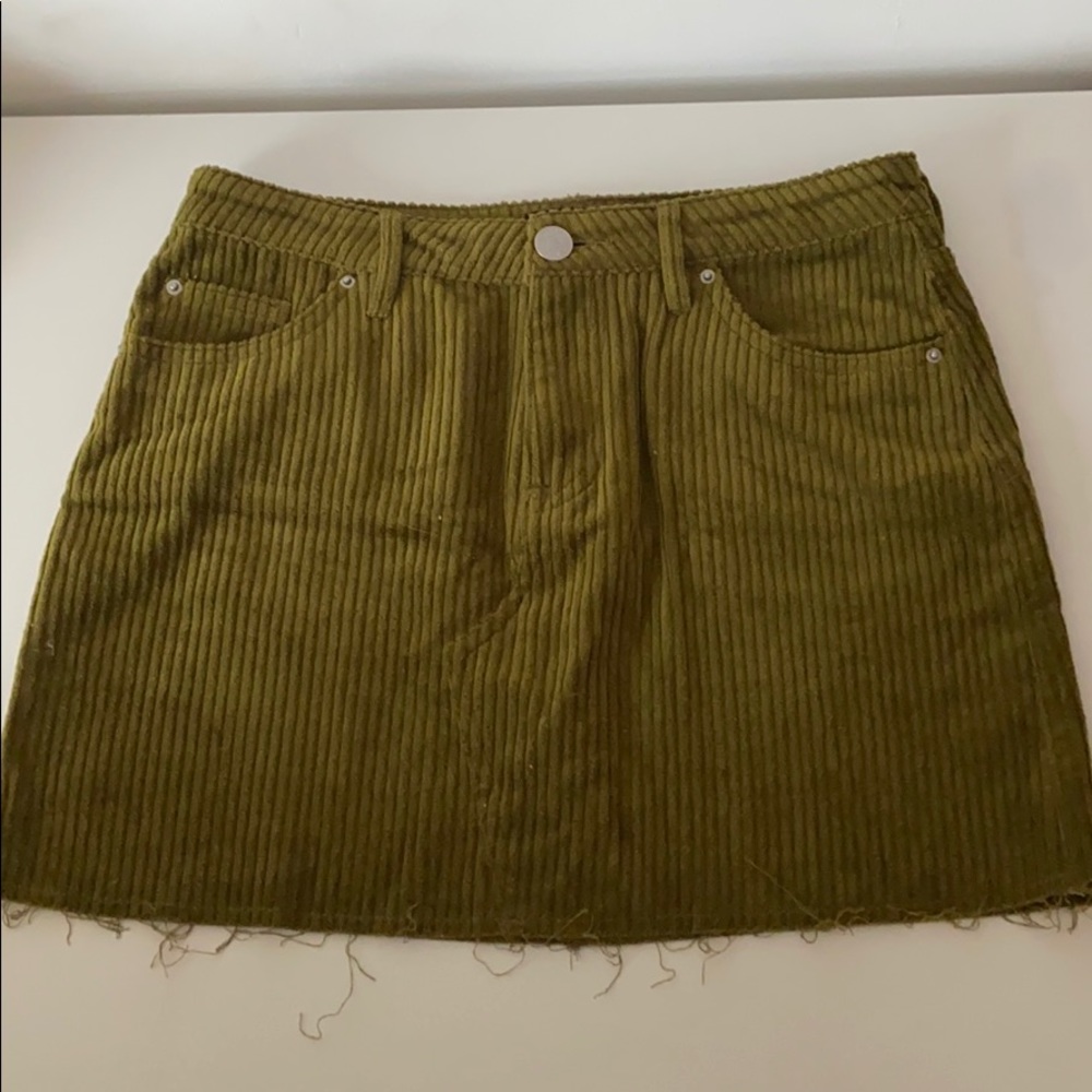 NWOT green corduroy mini skirt